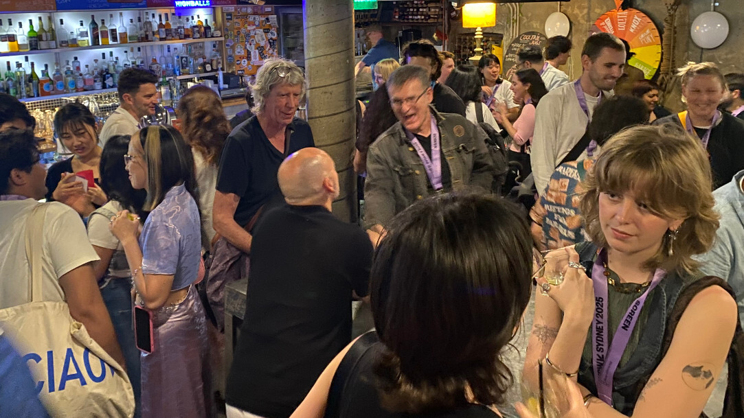 Room with filmmakers networking